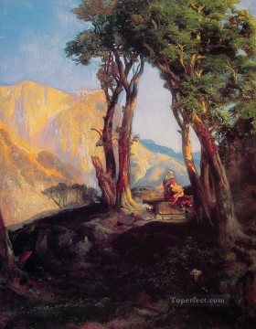 El sacrificio de Isaac Escuela de las Montañas Rocosas Thomas Moran Pinturas al óleo